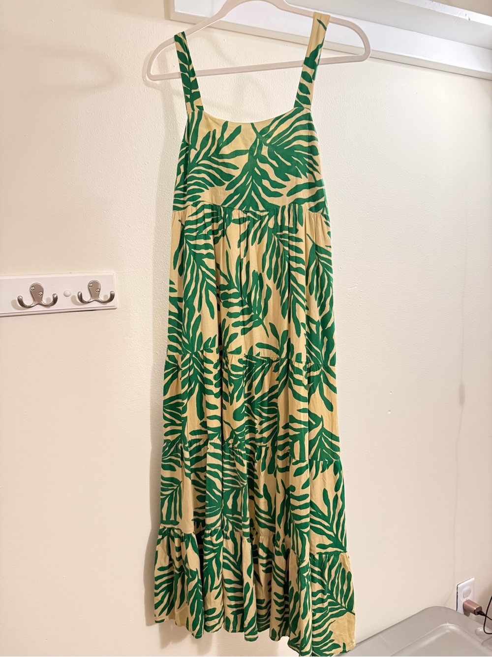 THML Green & Tan Palm Print Maxi Dress